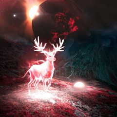 deer animal moon planet space fantasy