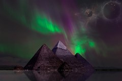 fantasy pyramid mystic space aurora