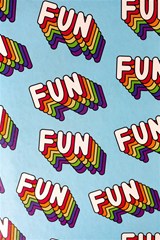 fun word inscription rainbow pattern