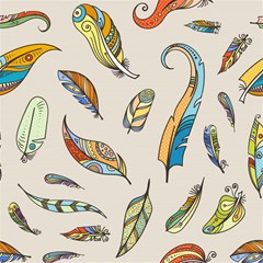 vector boho doodle feathers seamless pattern illustration