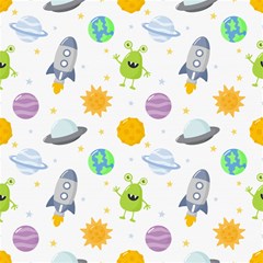 seamless pattern cartoon space planets isolated white background