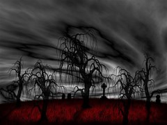 grave yard dark fantasy trees