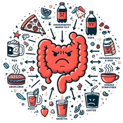 health gut intestines colon body liver human lung junk food pizza