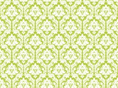 white on spring green damask