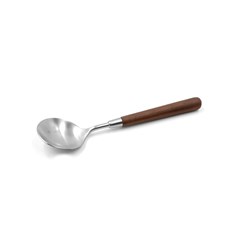 Stainless Steel Soup Spoon With Wooden Handle Icon