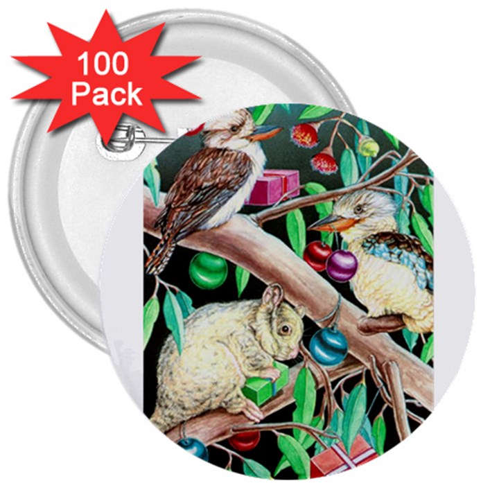 Christmas Kooka Twins  100 Pack Large Button (Round)