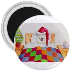 Santa In Bed  Large Magnet (round)