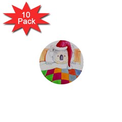 Santa In Bed  10 Pack Mini Button (round)