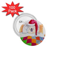 Santa In Bed  100 Pack Small Button (round)