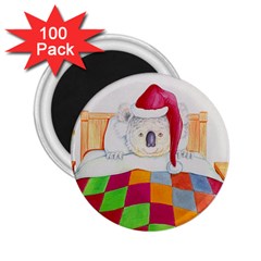 Santa In Bed  100 Pack Regular Magnet (round)