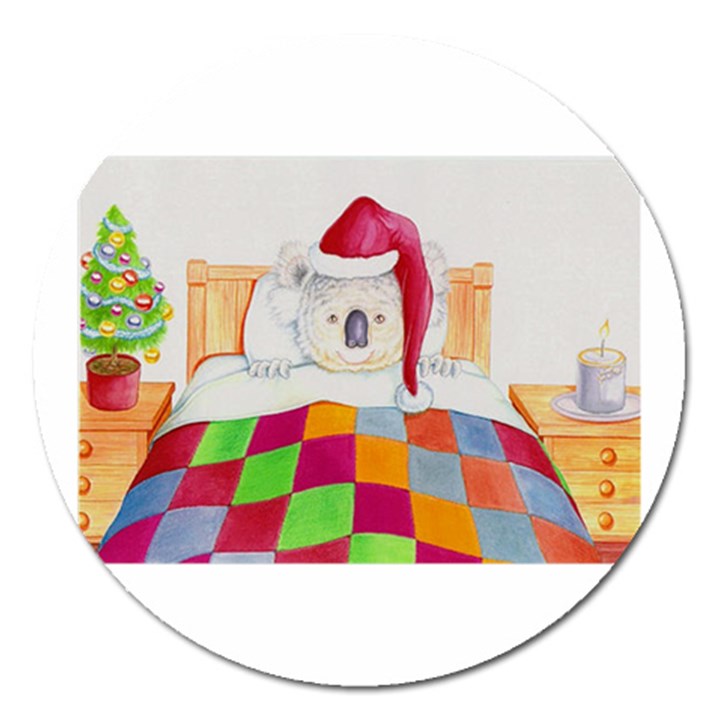 Santa In Bed  Extra Large Sticker Magnet (Round)