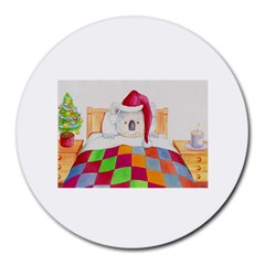 Santa In Bed Jpg 8  Mouse Pad (round)