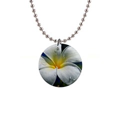 Frangipani Tropical Flower Mini Button Necklace by Koalasandkangasplus