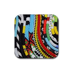 Multi-colored Beaded Background Rubber Drinks Coaster (square) by artattack4all