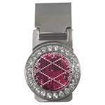 Red Glitter Bling Money Clip with Gemstones (Round) Front