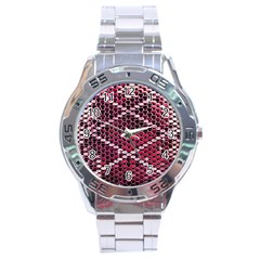 Red Glitter Bling Stainless Steel Analogue Watch (round) by artattack4all