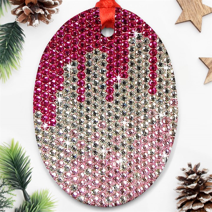 Mauve Gradient Rhinestones  Oval Ornament (Two Sides)