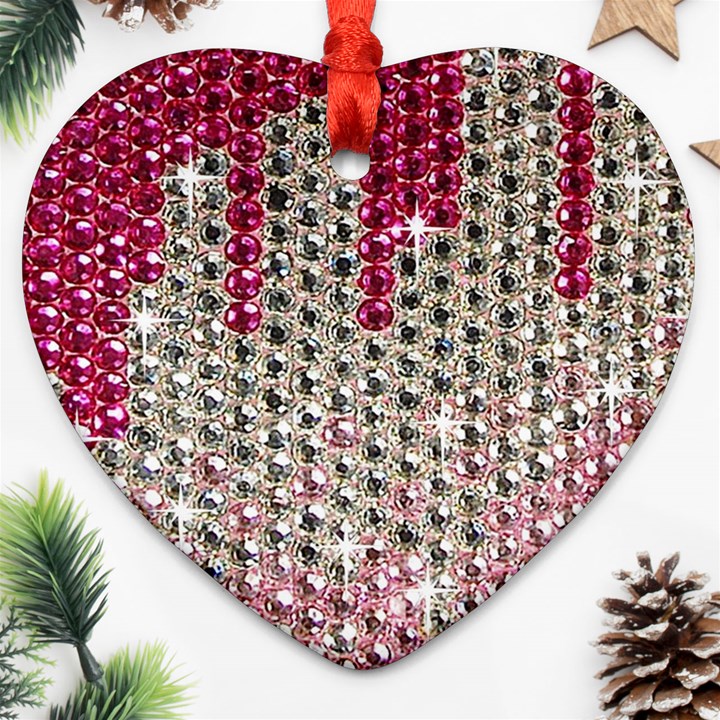 Mauve Gradient Rhinestones  Heart Ornament (Two Sides)