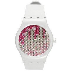 Mauve Gradient Rhinestones  Round Plastic Sport Watch Medium by artattack4all