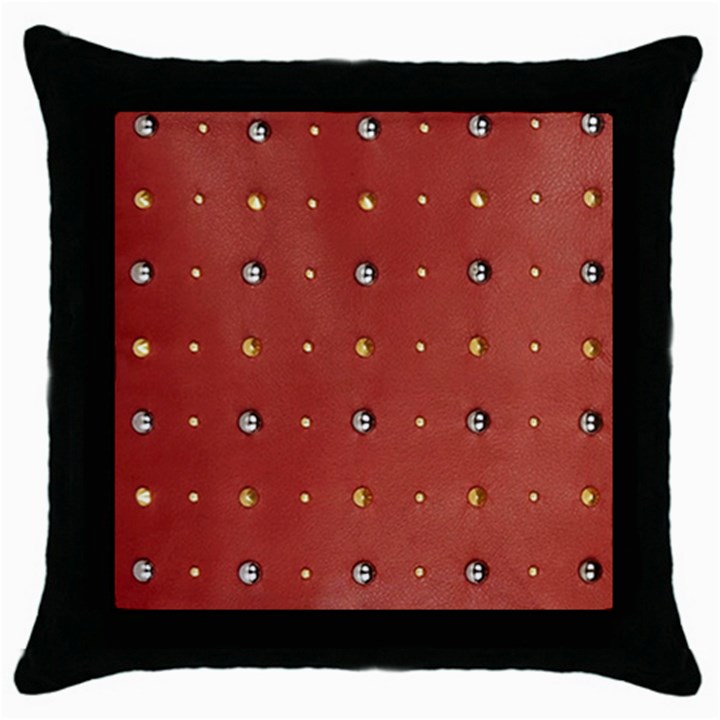 Studded Faux Leather Red Black Throw Pillow Case