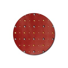 Studded Faux Leather Red 4 Pack Rubber Drinks Coaster (round) by artattack4all