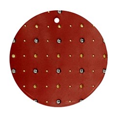 Studded Faux Leather Red Twin-sided Ceramic Ornament (round) by artattack4all