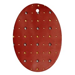 Studded Faux Leather Red Oval Ornament (two Sides) by artattack4all