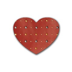 Studded Faux Leather Red 4 Pack Rubber Drinks Coaster (heart)