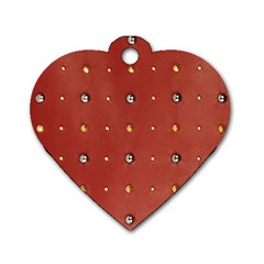 Studded Faux Leather Red Single-sided Dog Tag (heart) by artattack4all