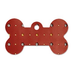 Studded Faux Leather Red Twin-sided Dog Tag (bone) by artattack4all