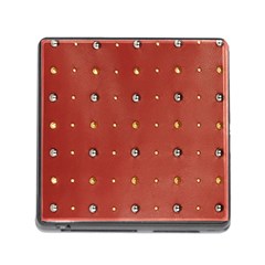 Studded Faux Leather Red Card Reader With Storage (square) by artattack4all