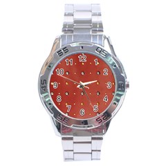 Studded Faux Leather Red Stainless Steel Analogue Watch (round) by artattack4all