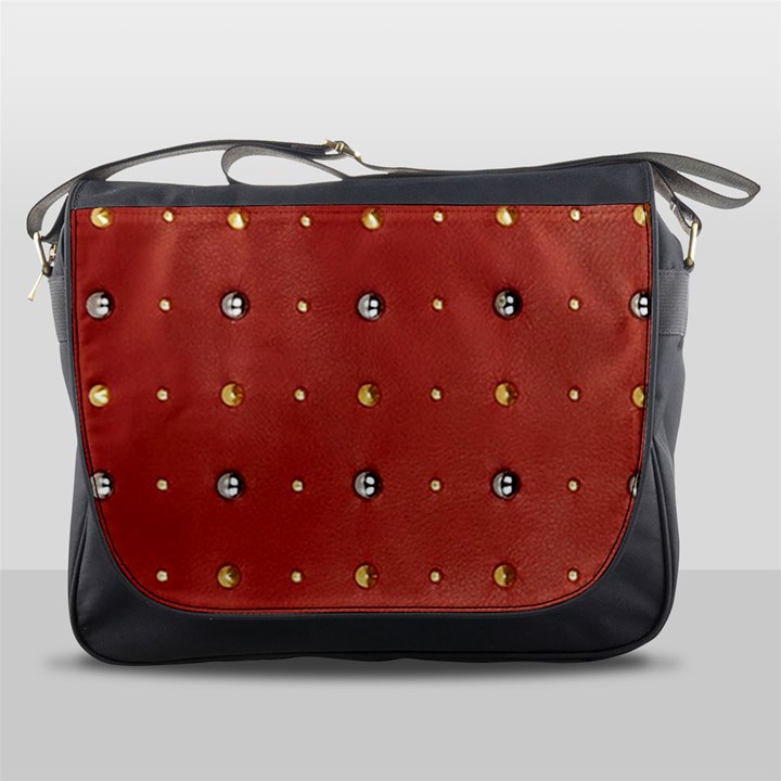 Studded Faux Leather Red Messenger Bag