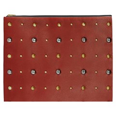 Studded Faux Leather Red Cosmetic Bag (xxxl) by artattack4all