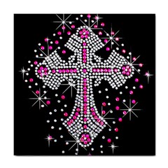 Hot Pink Rhinestone Cross Ceramic Tile by artattack4all