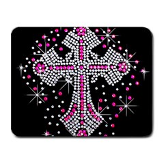 Hot Pink Rhinestone Cross Small Mouse Pad (rectangle) by artattack4all