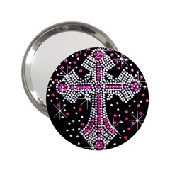 Hot Pink Rhinestone Cross Handbag Mirror by artattack4all