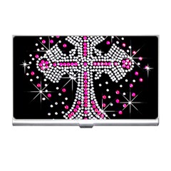 Hot Pink Rhinestone Cross Business Card Holder