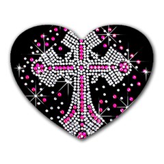 Hot Pink Rhinestone Cross Mouse Pad (heart)