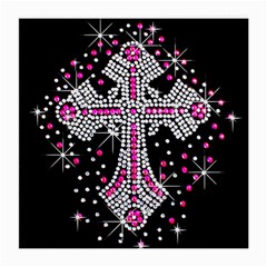 Hot Pink Rhinestone Cross Single-sided Large Glasses Cleaning Cloth by artattack4all