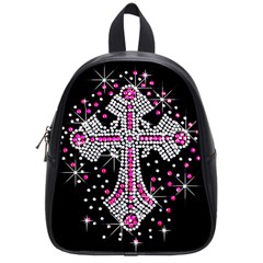 Hot Pink Rhinestone Cross Small School Backpack by artattack4all