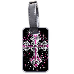 Hot Pink Rhinestone Cross Twin-sided Luggage Tag by artattack4all