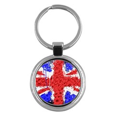 Distressed British Flag Bling Key Chain (round) by artattack4all