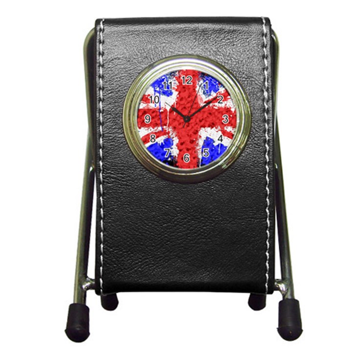 Distressed British Flag Bling Stationery Holder Clock