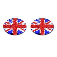 Distressed British Flag Bling Oval Cuff Links by artattack4all