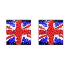 Distressed British Flag Bling Square Cuff Links by artattack4all