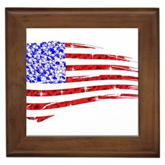 Sparkling American Flag Framed Ceramic Tile by artattack4all