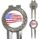 Sparkling American Flag Golf Pitchfork & Ball Marker Front