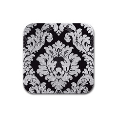 Diamond Bling Glitter On Damask Black 4 Pack Rubber Drinks Coaster (square) by artattack4all