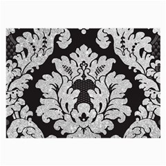 Diamond Bling Glitter On Damask Black Twin-sided Handkerchief